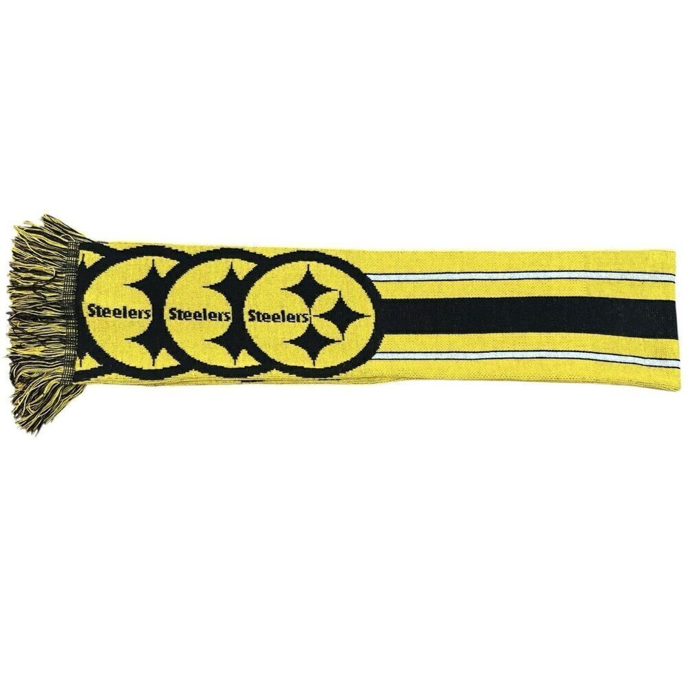 Pittsburgh Steelers Winter Scarf Licensed NFL Football Unisex Yellow Black - Picture 3 of 4